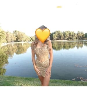Ashley Lauren Dazzling Gold Sequin Mini Dress